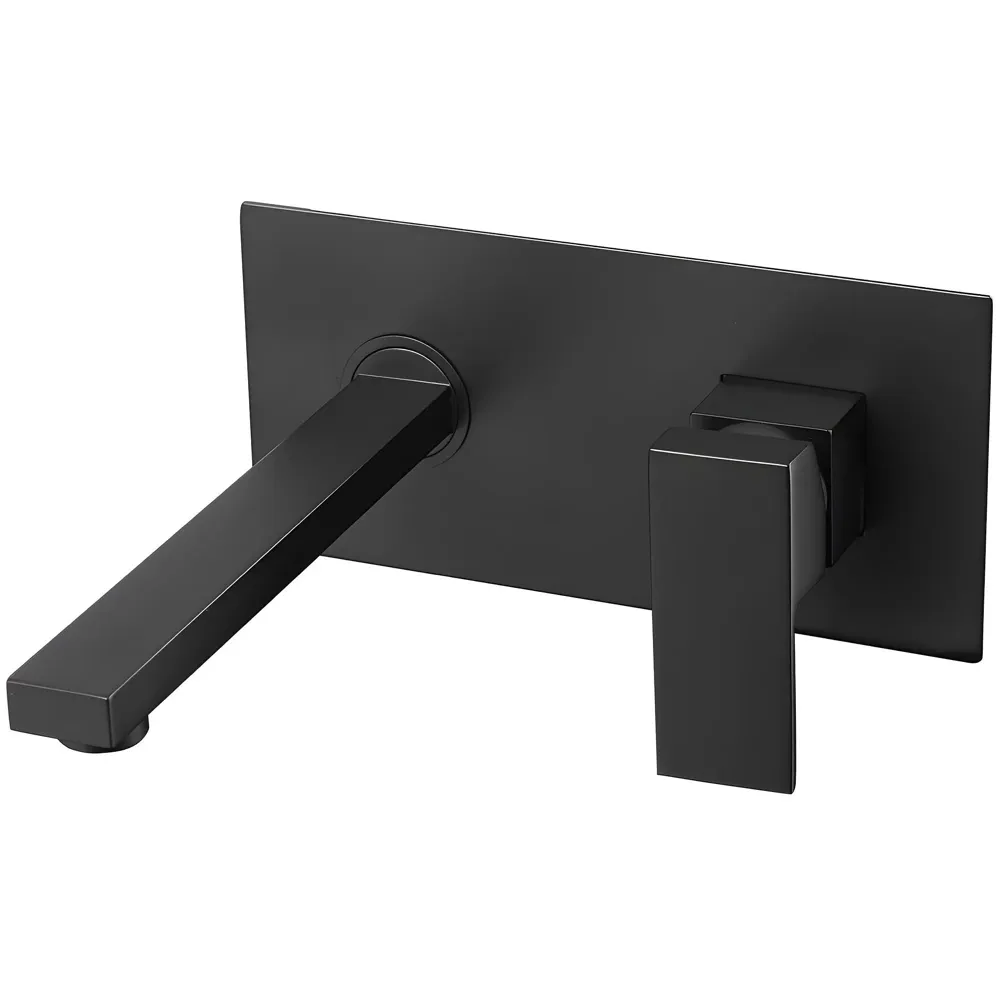 Wall Tap Faucet Black Mixer Hot and Cold Basin Tap Faucet Sink Mixer Black Colour Wall tap Mixer wall Mixer with Concealed Parts