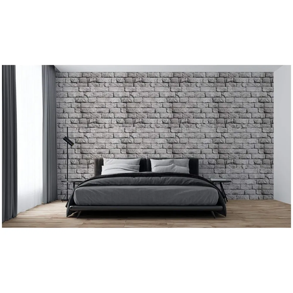 Quality Premium Textured Wallpaper Grey Bricks Design (0.53 * 10 M, 57 Square Feet) 1 Roll of Grey Bricks