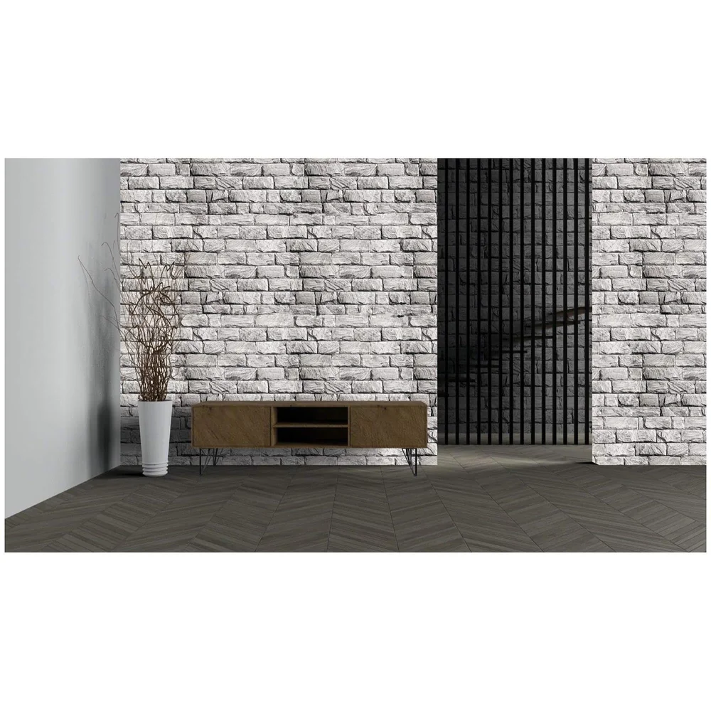 Quality Premium Textured Wallpaper Grey Bricks Design (0.53 * 10 M, 57 Square Feet) 1 Roll of Grey Bricks