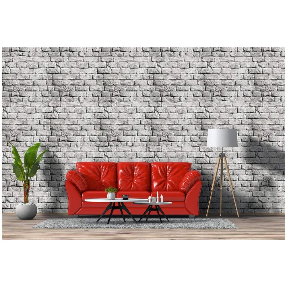 Quality Premium Textured Wallpaper Grey Bricks Design (0.53 * 10 M, 57 Square Feet) 1 Roll of Grey Bricks
