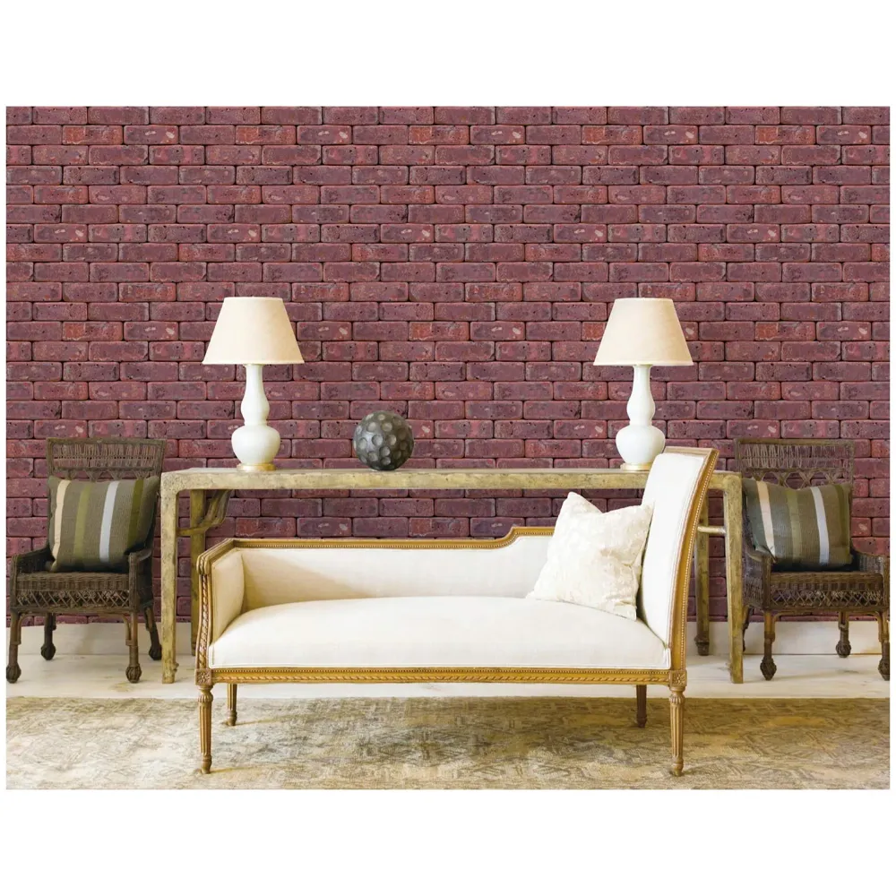 PVC Coated Textured Wallpaper With Bricks Design, 0.53 x 10 M