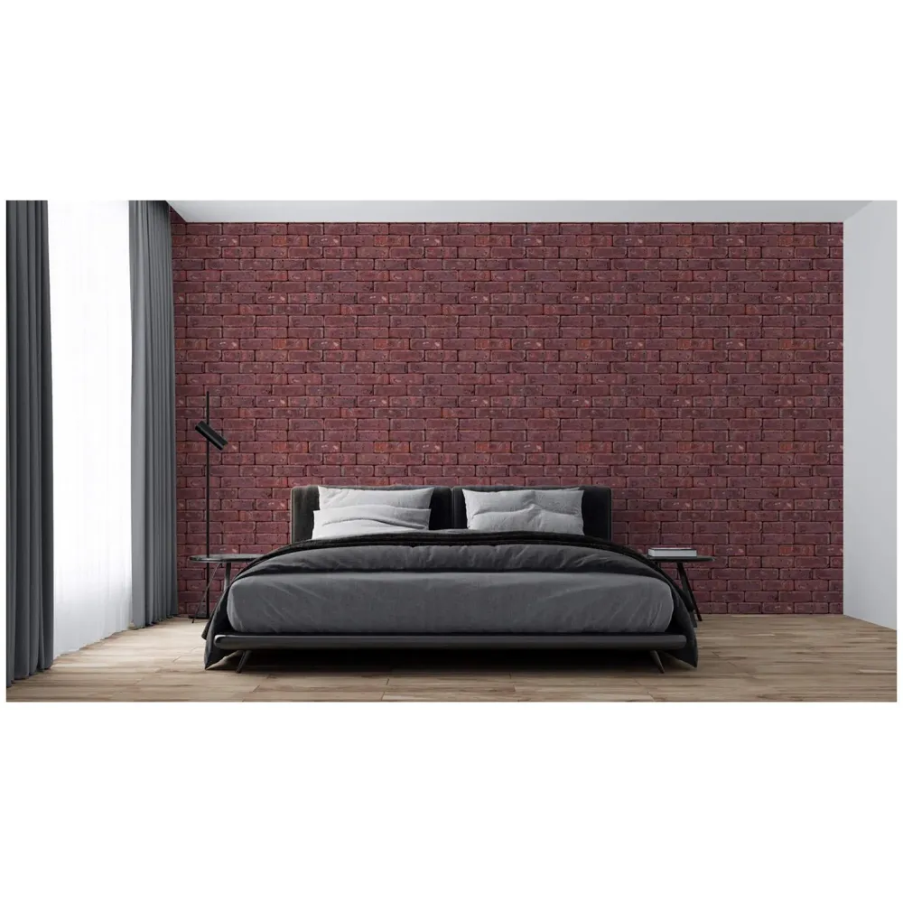 PVC Coated Textured Wallpaper With Bricks Design, 0.53 x 10 M