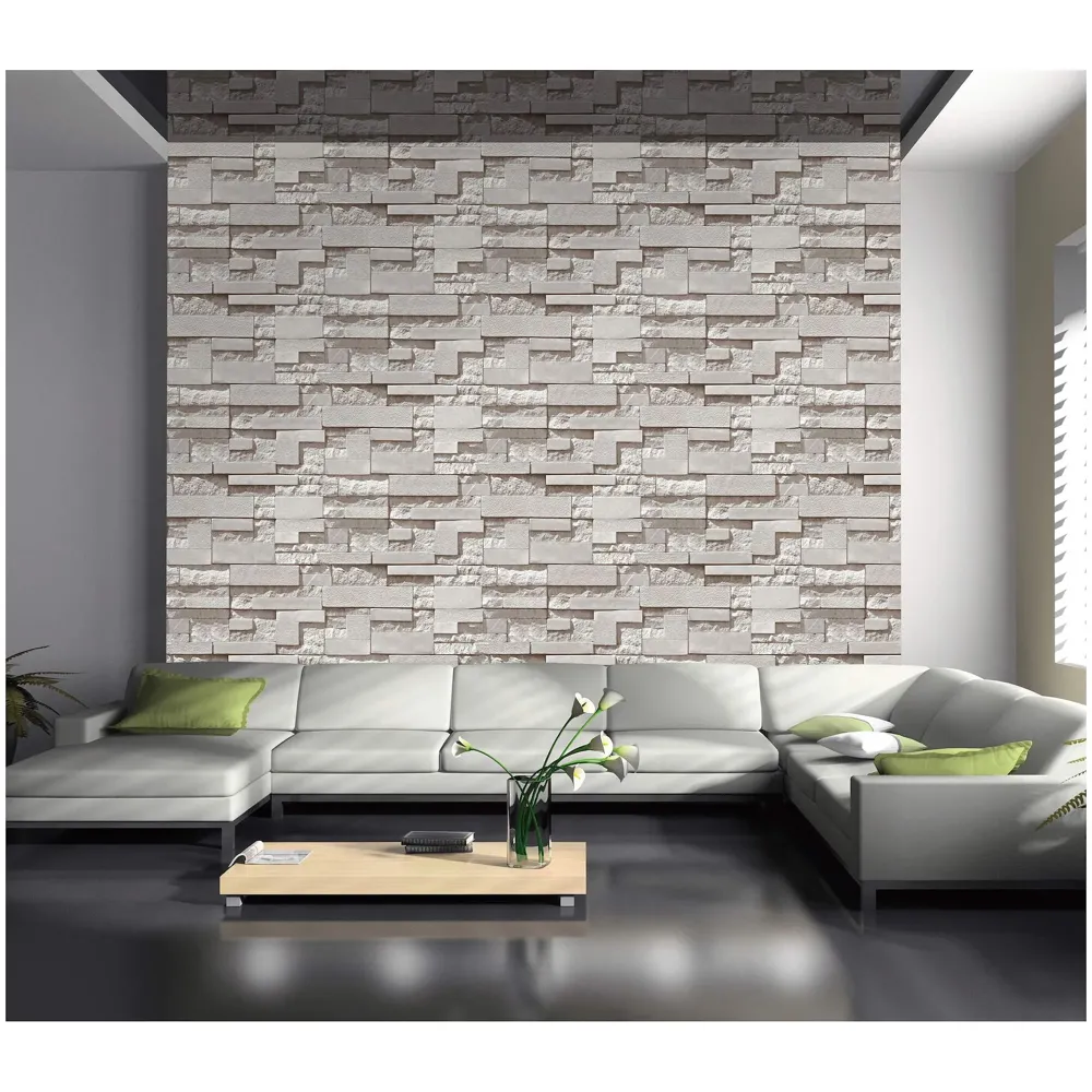 Textured Dholpur Slate Stone Wallpaper Hotelier Series (0.53 * 10 M, 57 Square Feet) Full Roll (Gris Slate)