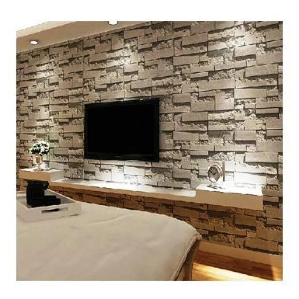 Textured Dholpur Slate Stone Wallpaper Hotelier Series (0.53 * 10 M, 57 Square Feet) Full Roll (Gris Slate)