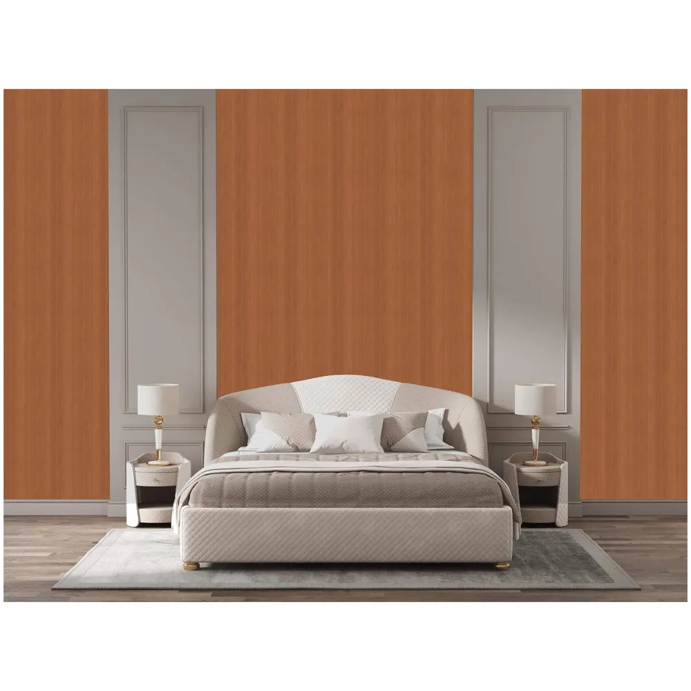 Veneer WoodenTextured Wallpaper (0.53 * 10 M, 57 Square Feet) 1 Full Roll, Mahogany Tree Wood Design