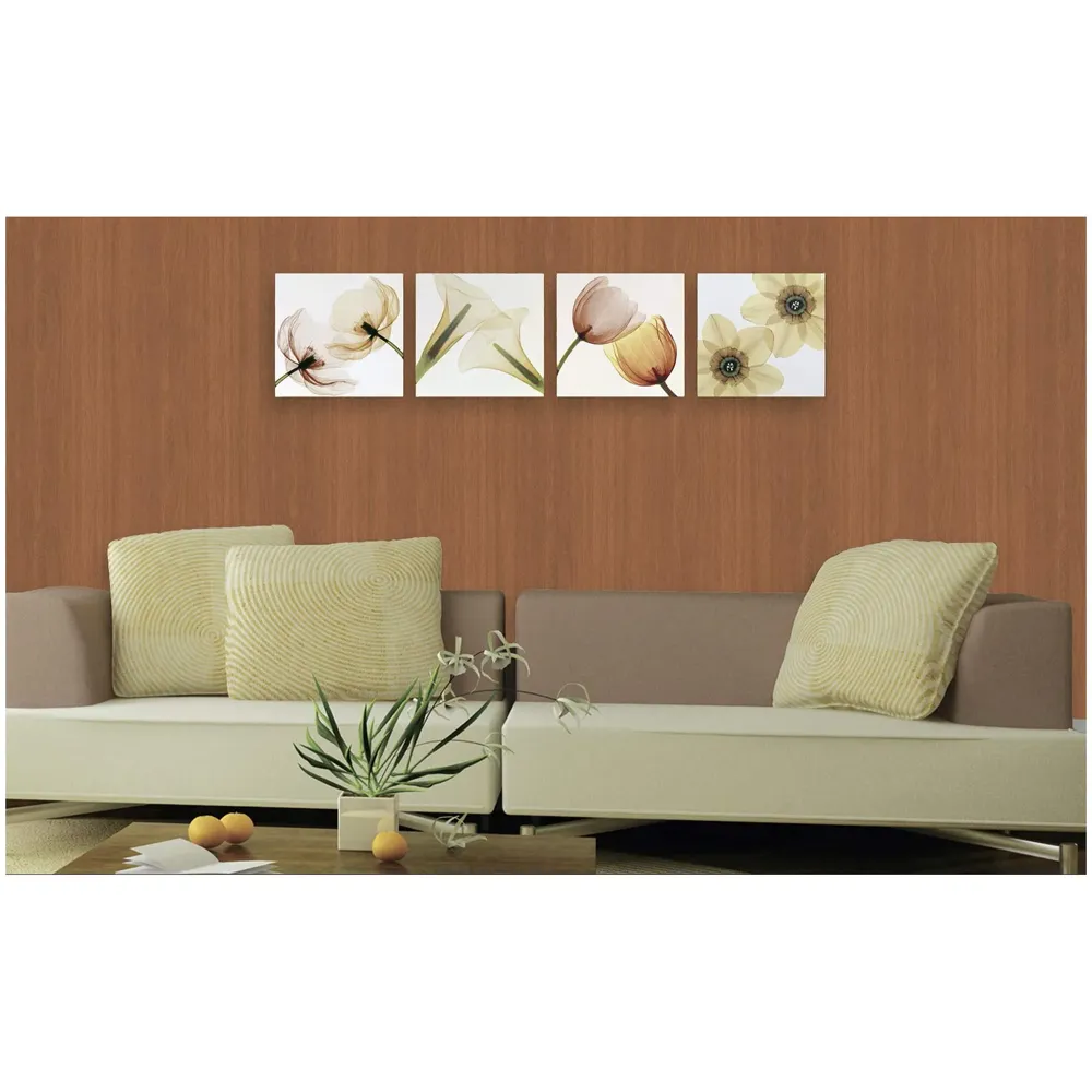 Veneer WoodenTextured Wallpaper (0.53 * 10 M, 57 Square Feet) 1 Full Roll, Mahogany Tree Wood Design