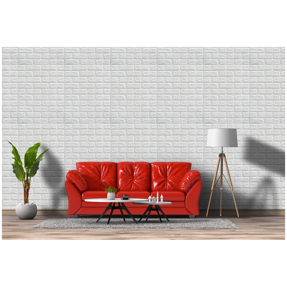 16 Pcs 3D White Brick Wall Stickers Self Adhesive PE Foam Panels