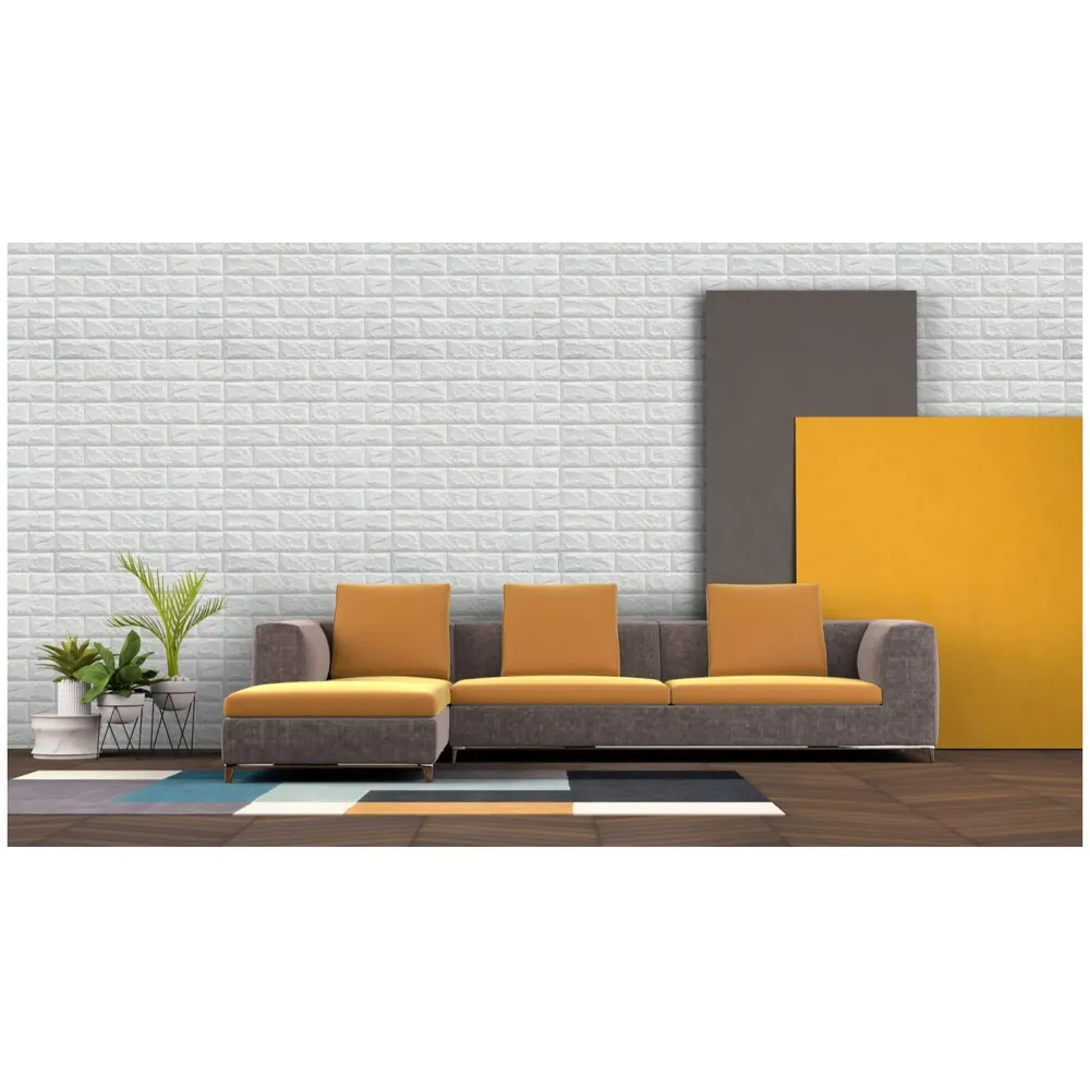 Foam Wall Paper, 3D Brick Wall Stickers Self-Adhesive Panel Decal PE Wallpaper - Peel and Stick Wall Panels (1, White Bricks)(5.8 Sqft)