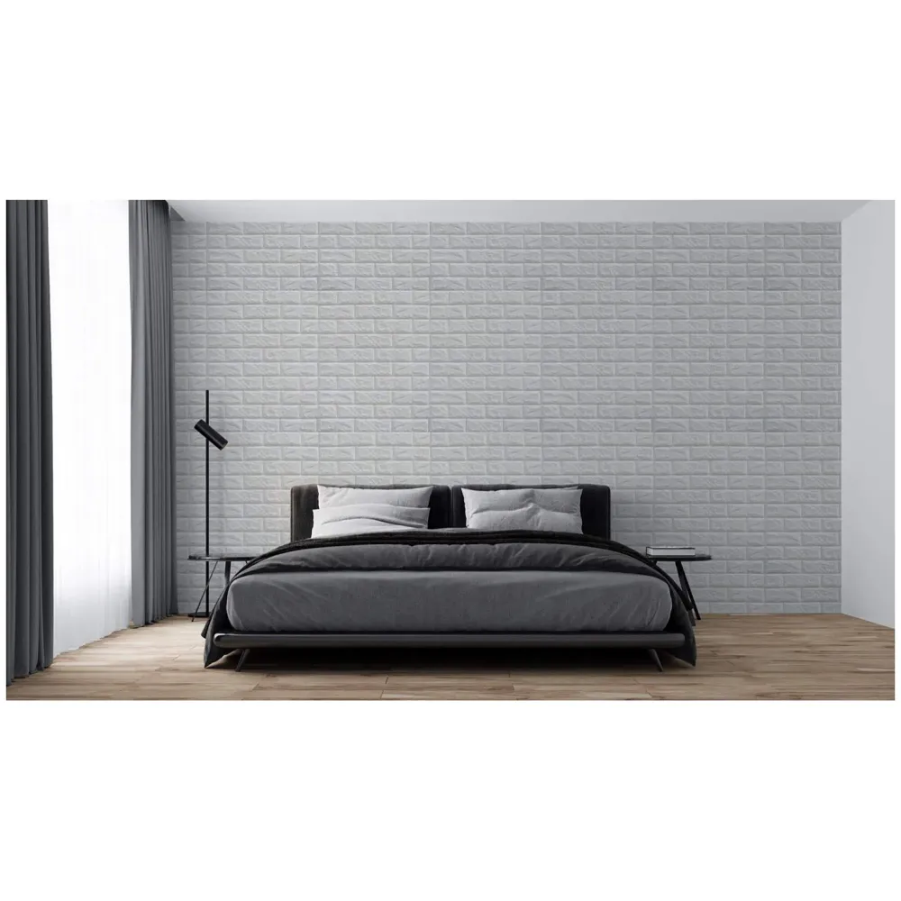 Foam Wall Paper, 3D Brick Wall Stickers Self-Adhesive Panel Decal PE Wallpaper - Peel and Stick Wall Panels (1, White Bricks)(5.8 Sqft)