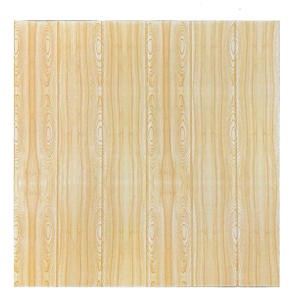 1 Pc 3D Light Wood Maple Wall Sticker PE Foam Peel Stick TV Wall