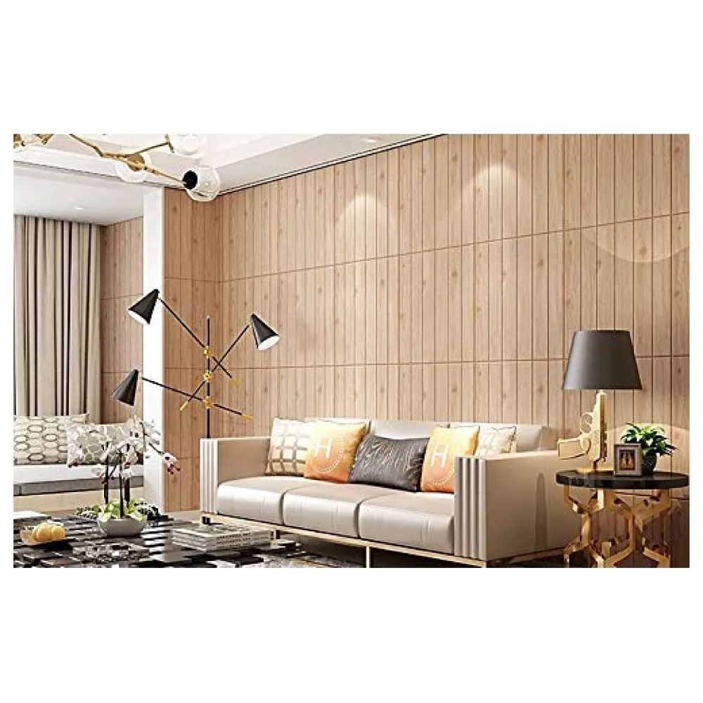 1 Pc 3D Light Wood Maple Wall Sticker PE Foam Peel Stick TV Wall