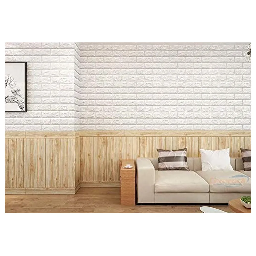 1 Pc 3D Light Wood Maple Wall Sticker PE Foam Peel Stick TV Wall