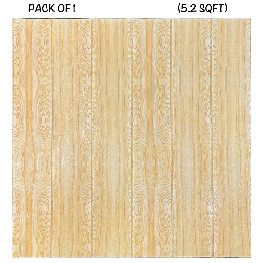 1 Pc 3D Light Wood Maple Wall Sticker PE Foam Peel Stick TV Wall
