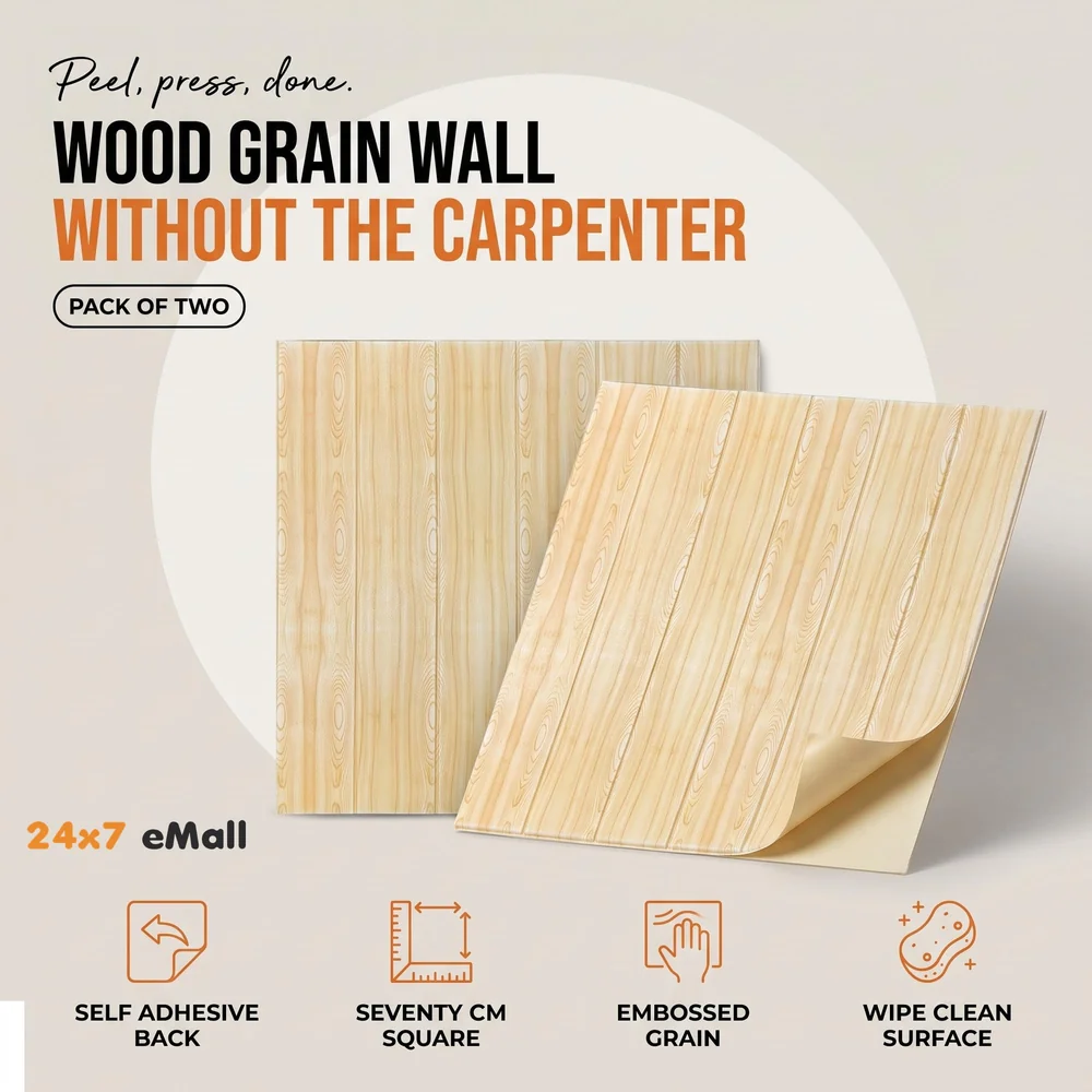Wall Paper, 3D Wood Wall Stickers Self-Adhesive Panel Decal PE Wallpaper - Peel and Stick Wall Panels for TV Walls, Sofa Background Wall Decor (2)