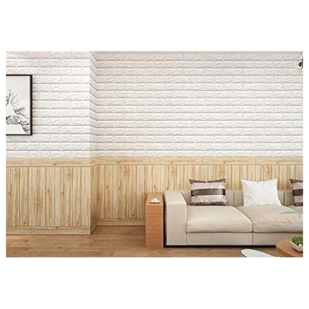Wall Paper, 3D Wood Wall Stickers Self-Adhesive Panel Decal PE Wallpaper - Peel and Stick Wall Panels for TV Walls, Sofa Background Wall Decor (2)