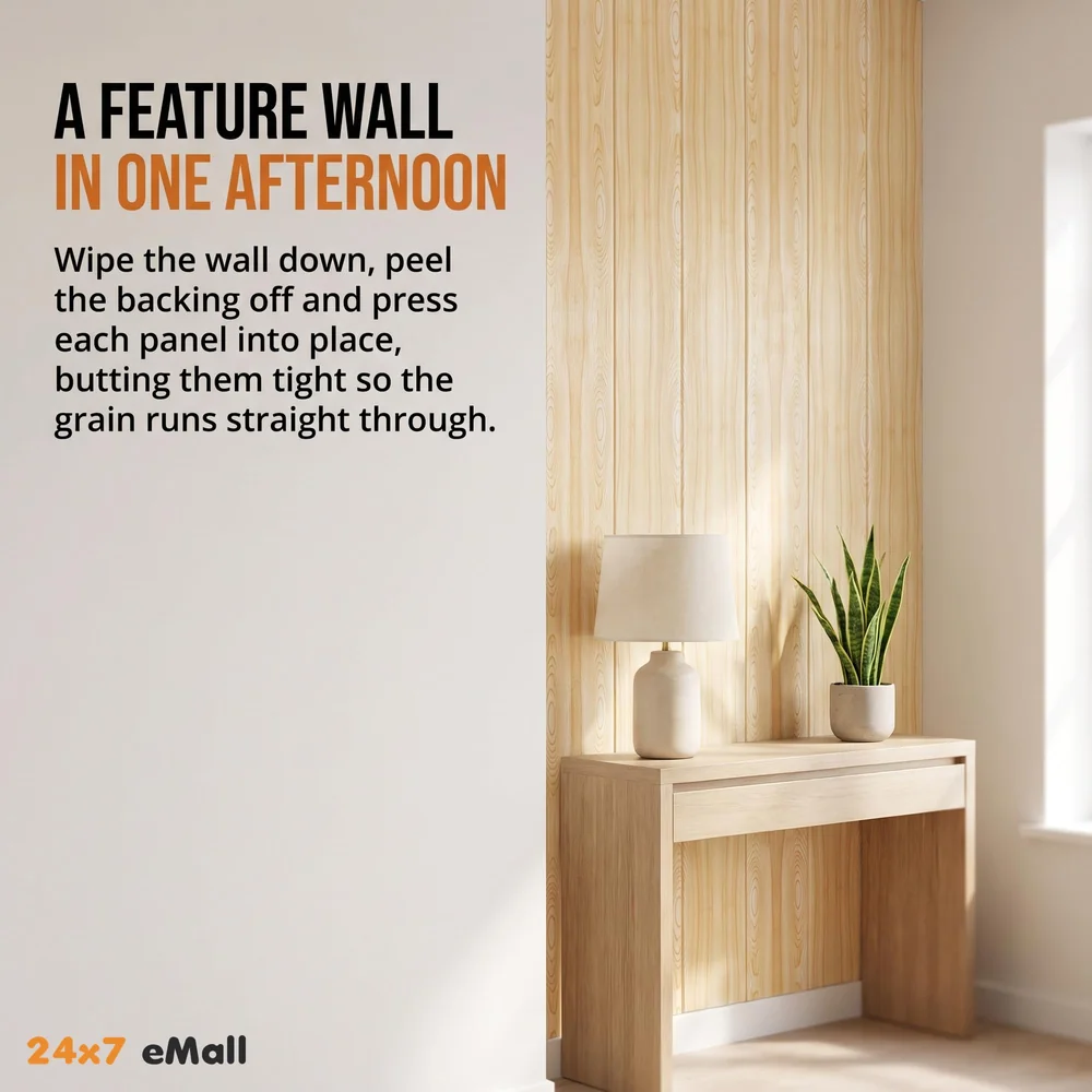 Wall Paper, 3D Wood Wall Stickers Self-Adhesive Panel Decal PE Wallpaper - Peel and Stick Wall Panels for TV Walls, Sofa Background Wall Decor (2)