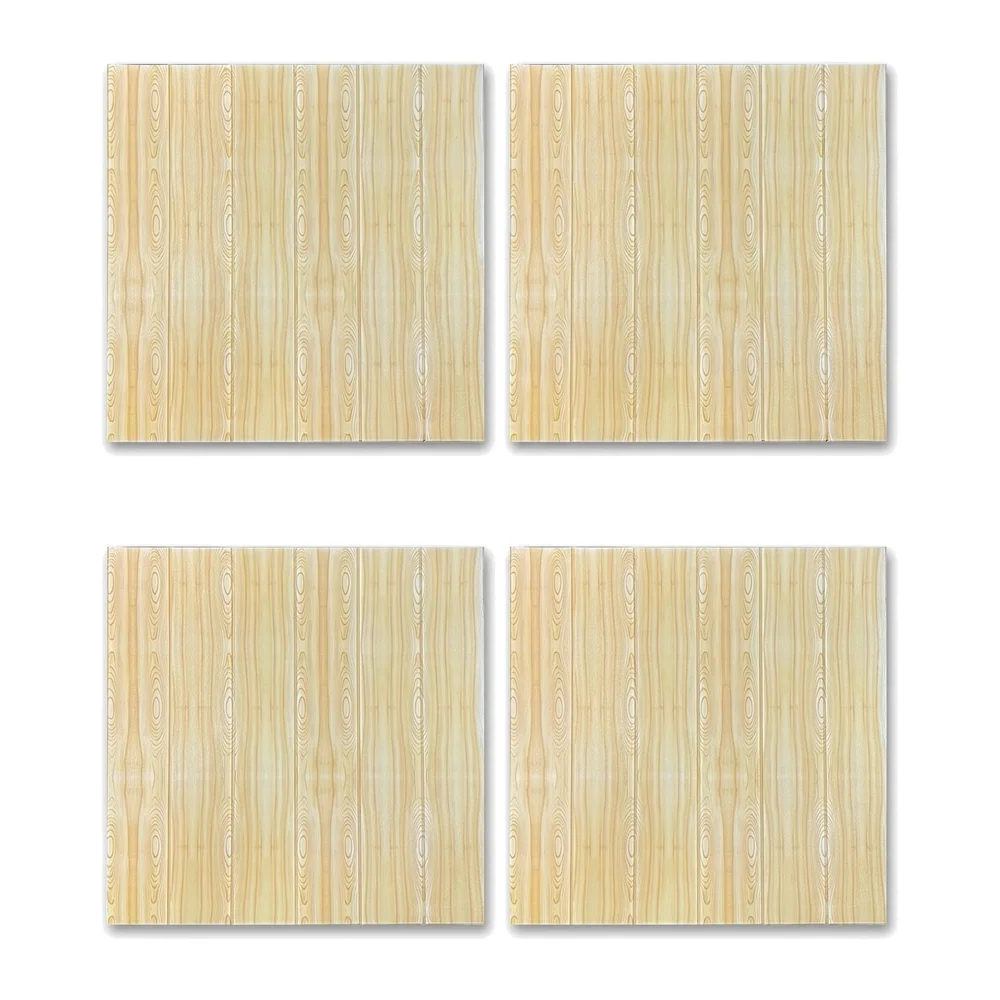 Wall Paper, 3D Wood Wall Stickers Self-Adhesive Panel Decal PE Wallpaper - Peel and Stick Wall Panels for TV Walls, Sofa Background Wall Decor (4)