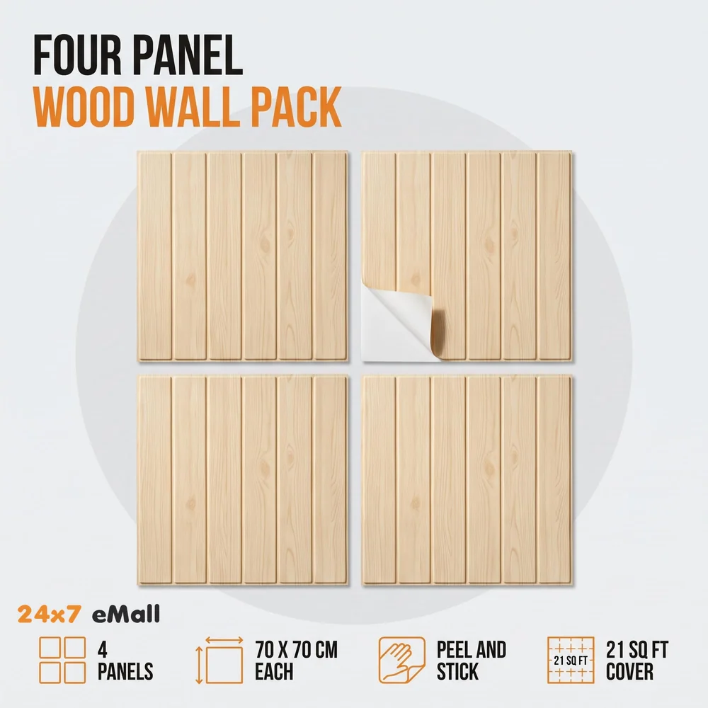 Wall Paper, 3D Wood Wall Stickers Self-Adhesive Panel Decal PE Wallpaper - Peel and Stick Wall Panels for TV Walls, Sofa Background Wall Decor (4)