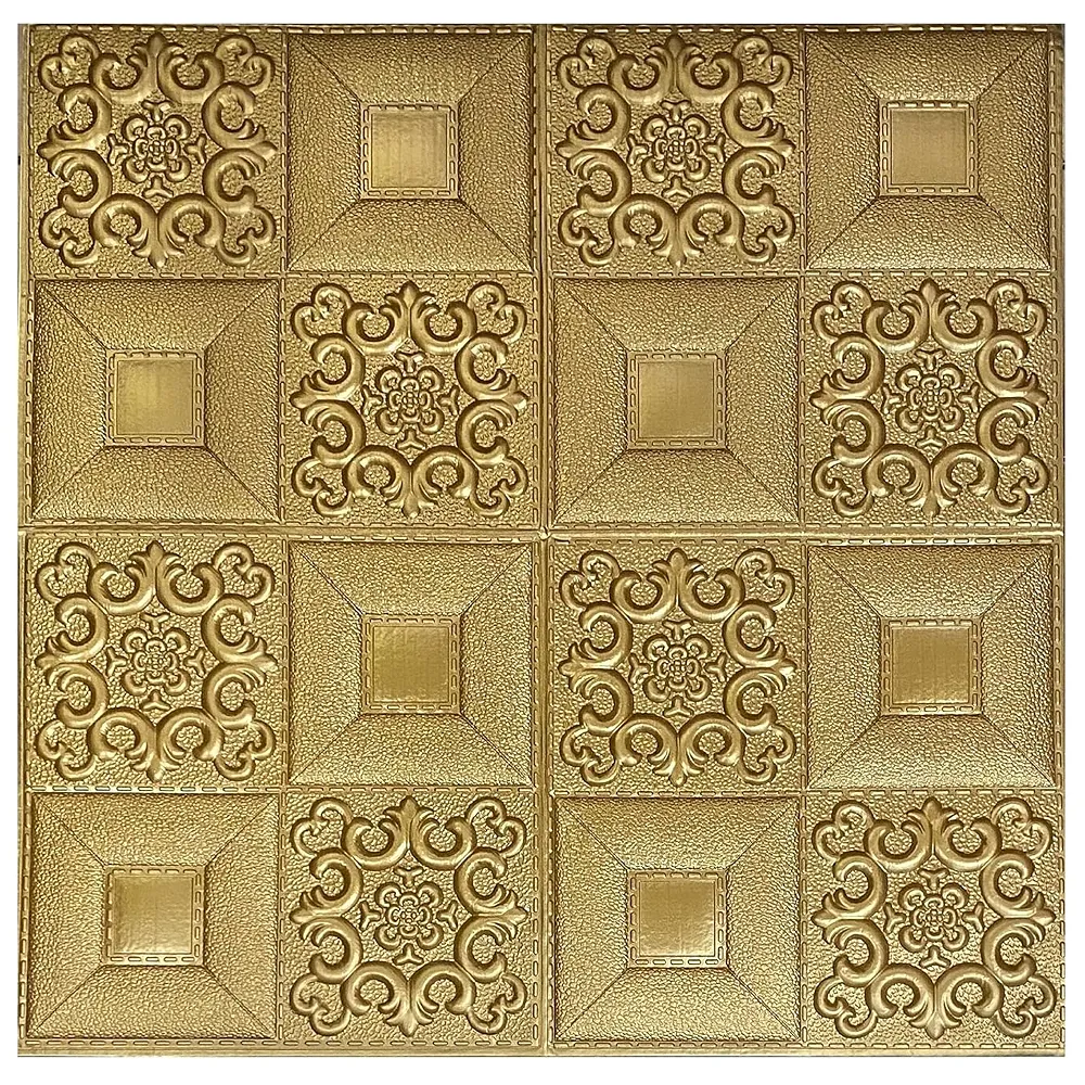 Bronze Foam Wall Paper, 3D Wall Stickers Self-Adhesive Panel Decal PE Wallpaper - Peel and Stick Wall Panels Brown (1)