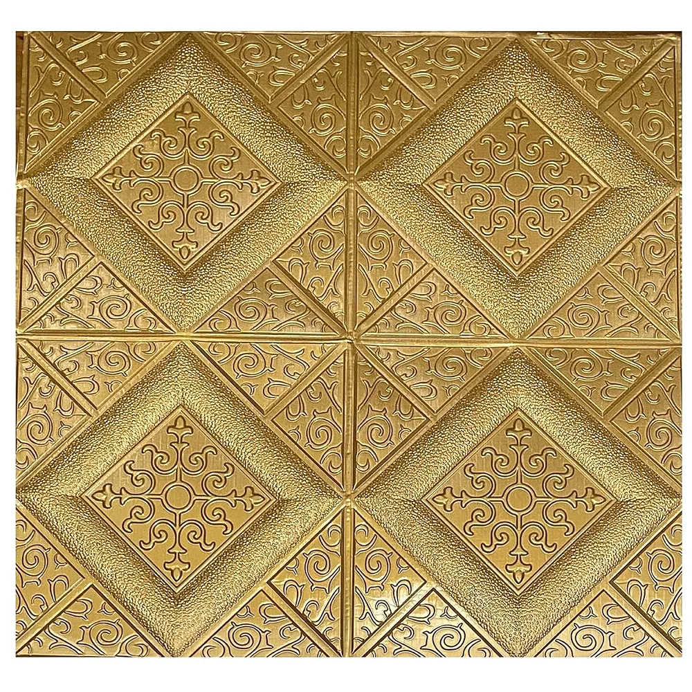 Bronze Brown Foam Wall Paper, 3D Wall Stickers Self-Adhesive Panel Decal PE Wallpaper - Peel and Stick Wall Panels 70 x 70 Cm (1)