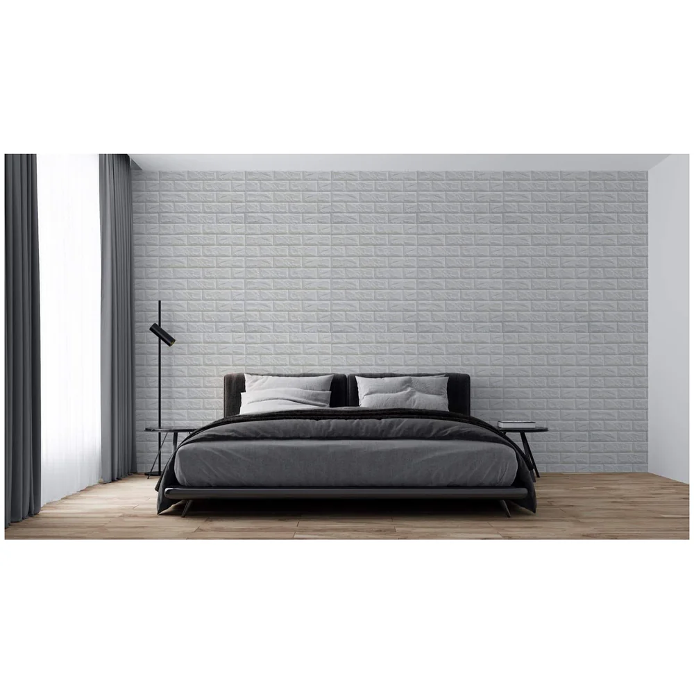4 Pcs 3D White Brick Foam Wall Stickers PE Peel Stick 23.2 Sq Ft