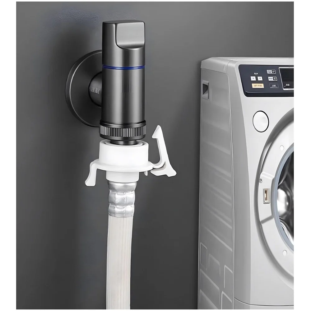Washing machine Pipe connector Tap Angular Black for Bathroom wash basin, Geyser Angle Valve for Bathroom | Wall Mounted. Stop Cock Toilet Commode, Washbasin, 9.5 cm x 3cm