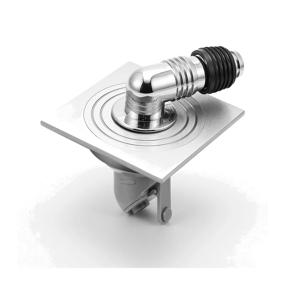 4 x 4 Inch Washing Machine and Dish Washer Floor Drain - Silver with Chrome Finish - Floor Trap for Bathroom, Kitchen - Anti Clogging & Anti Pests.
