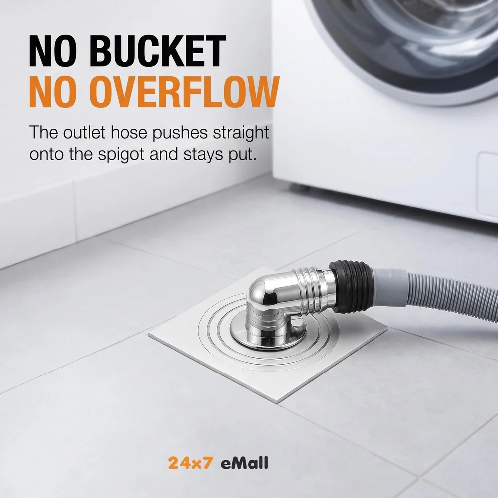 4 x 4 Inch Washing Machine and Dish Washer Floor Drain - Silver with Chrome Finish - Floor Trap for Bathroom, Kitchen - Anti Clogging & Anti Pests.