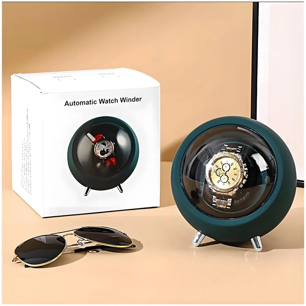 Automatic Watch Winder Box Quiet Motor 2 Rotation Modes in Green