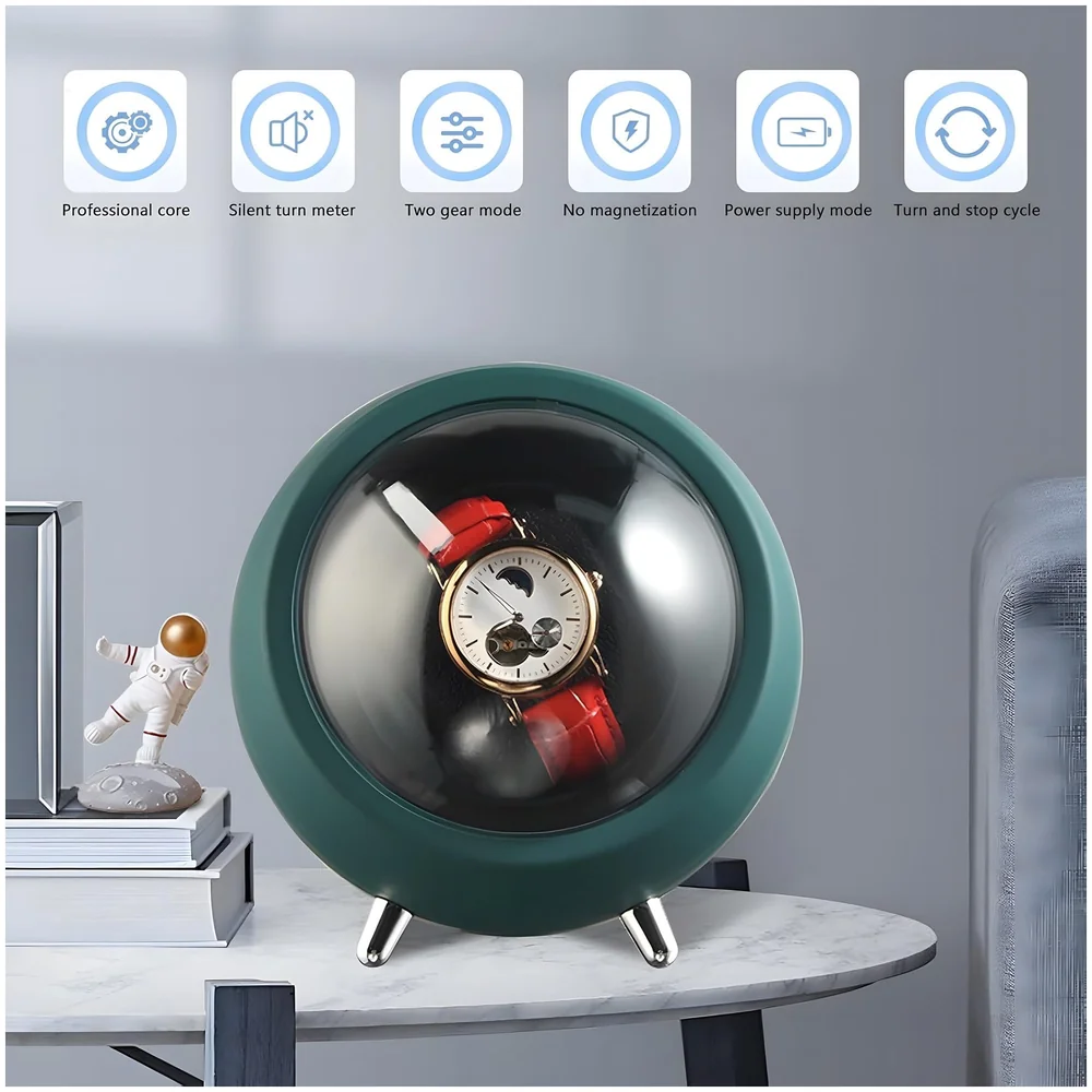 Automatic Watch Winder Box Quiet Motor 2 Rotation Modes in Green