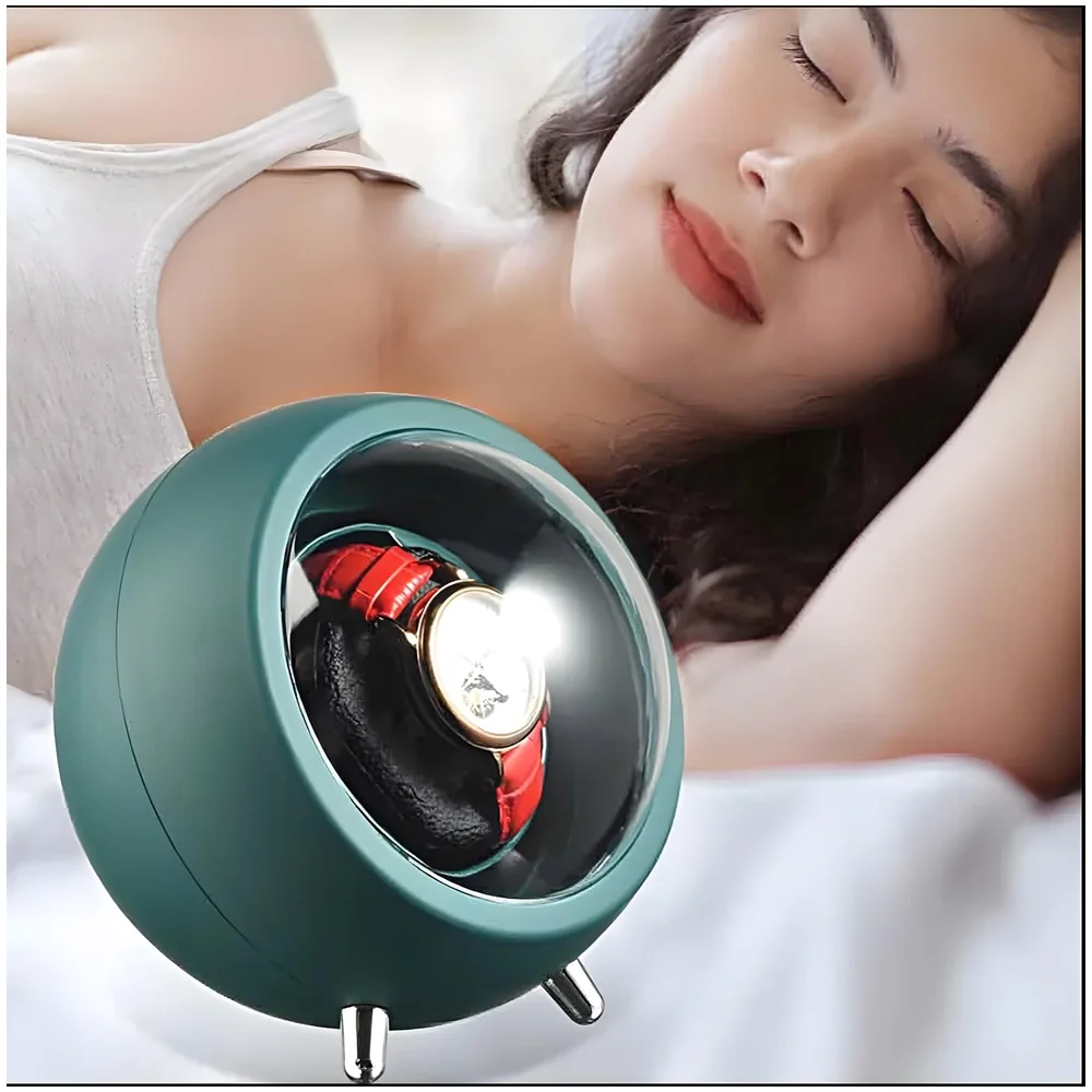 Automatic Watch Winder Box Quiet Motor 2 Rotation Modes in Green