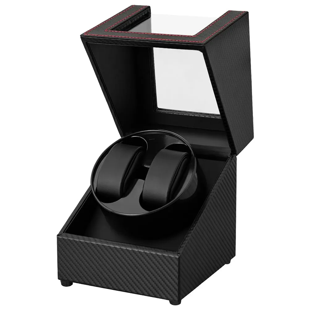 Watch Winder for Automatic Watches,Automatic Watch Winder Box,Double Watch Winder for Women's and Men's Watches with Quiet Japanese Mabuchi Motor, Carbon Fiber Leather, Art Deco