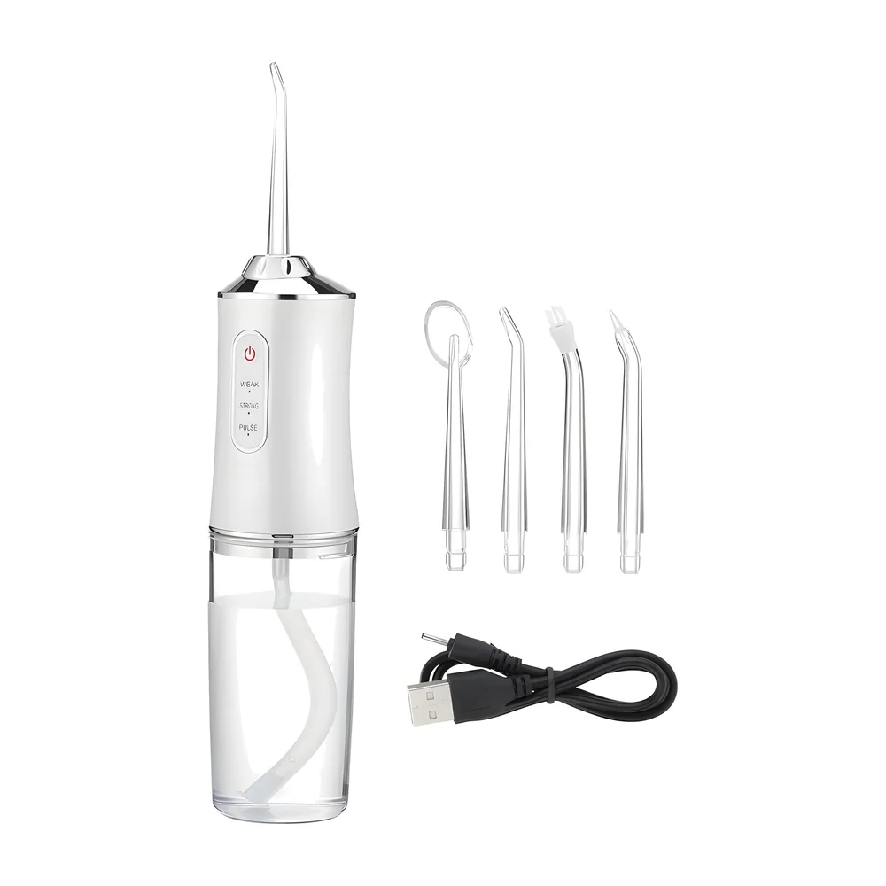 Water Flosser Portable Dental Water Jet Oral Teeth Irrigator Waterproof Tooth Cleaner Water Flosser Oral Flosser 3 Modes And 4 Nozzels 220 ML