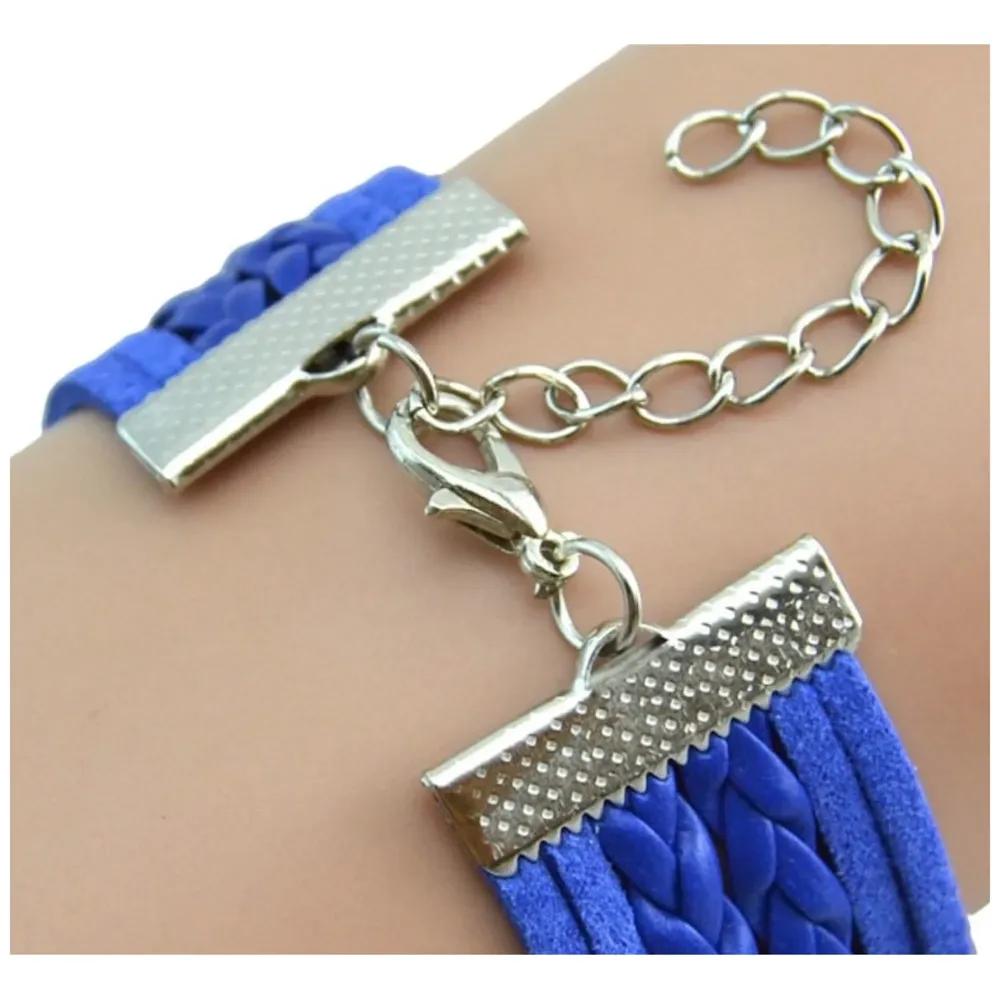 One Direction Heart Watch Charm Bracelet+Twin Hearts+One Direction+Leather JEANS BLUE