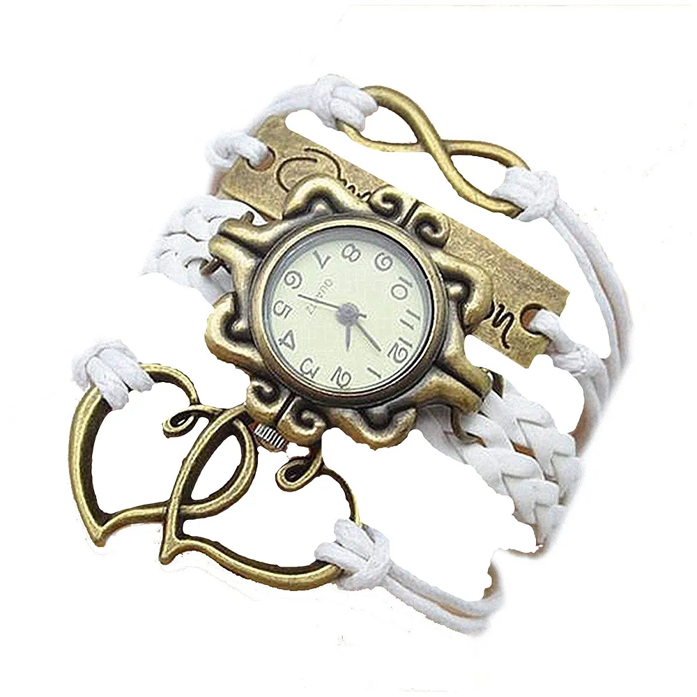 One Direction Winter White Watch Charm Bracelet Infinity Leather