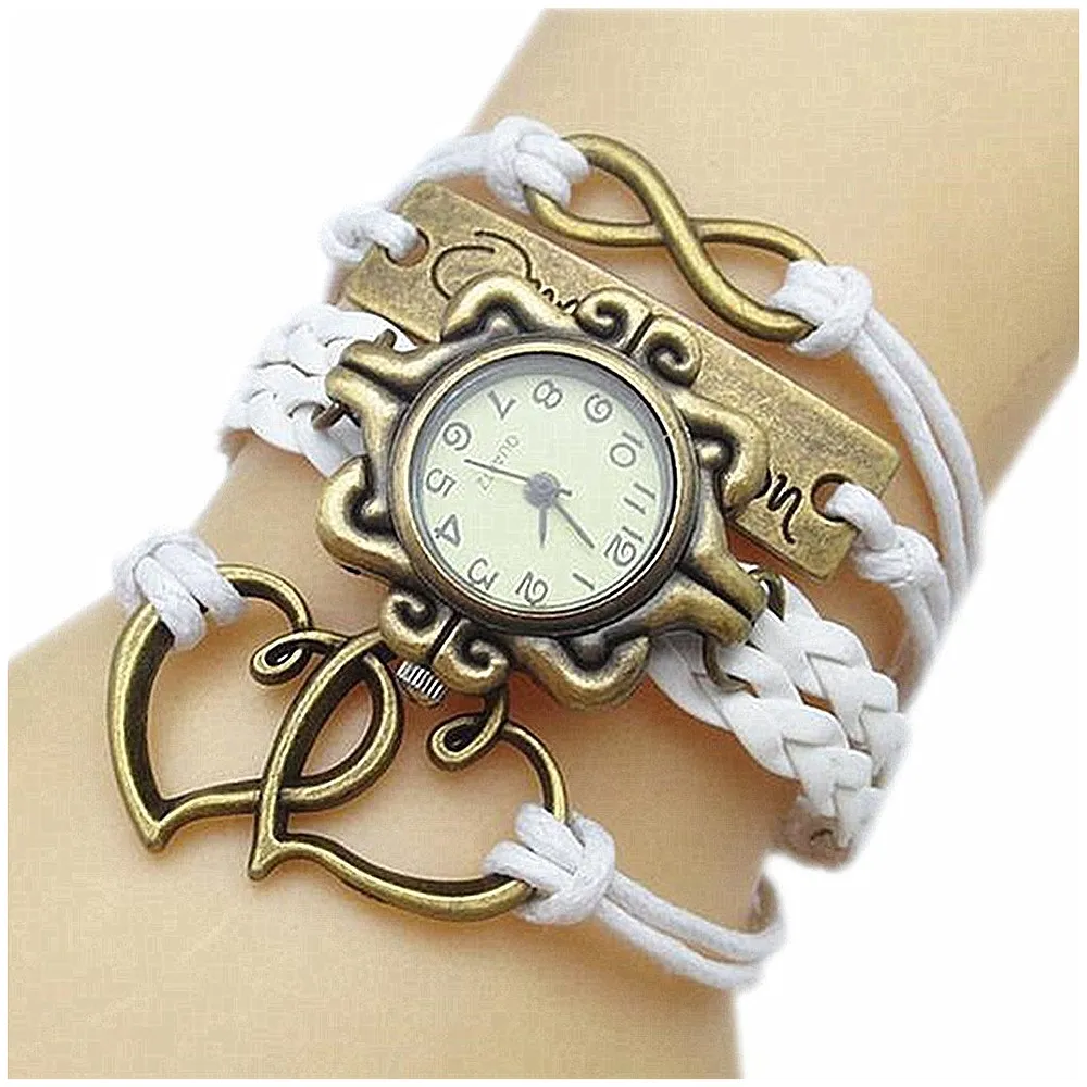 One Direction Winter White Watch Charm Bracelet Infinity Leather