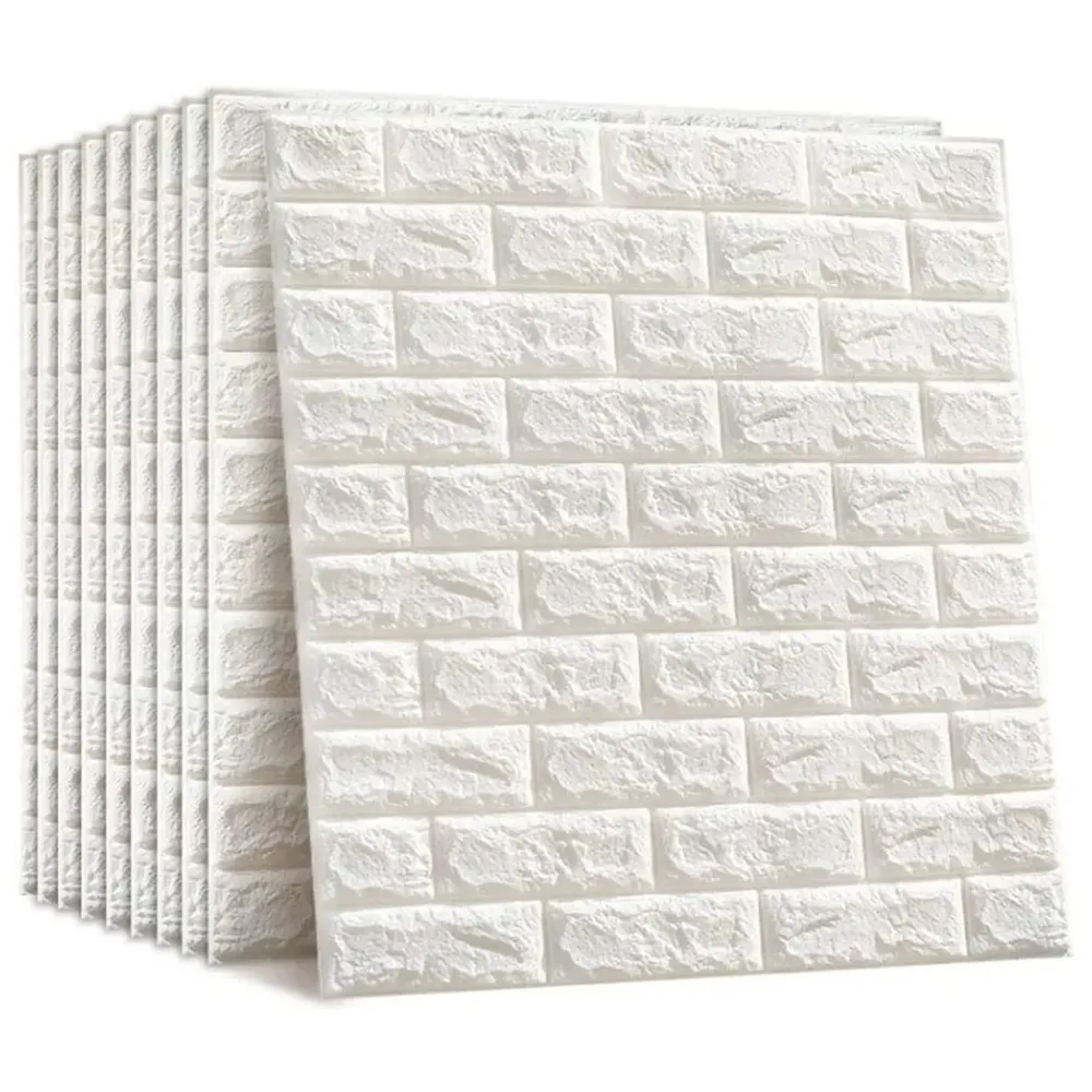 PVC Thick Wallpaper self Adhesive White Bricks wall Sticker with Glue Included for All wall Types (White Bricks, 5)