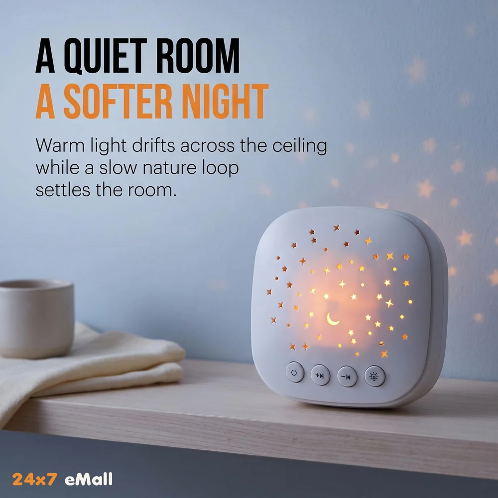 White Noise Machine for Adults And Baby With 10 Natural Sounds Sleep Aid LED Nature calming melody adjustable night light with white noise therapy machine and star projector white