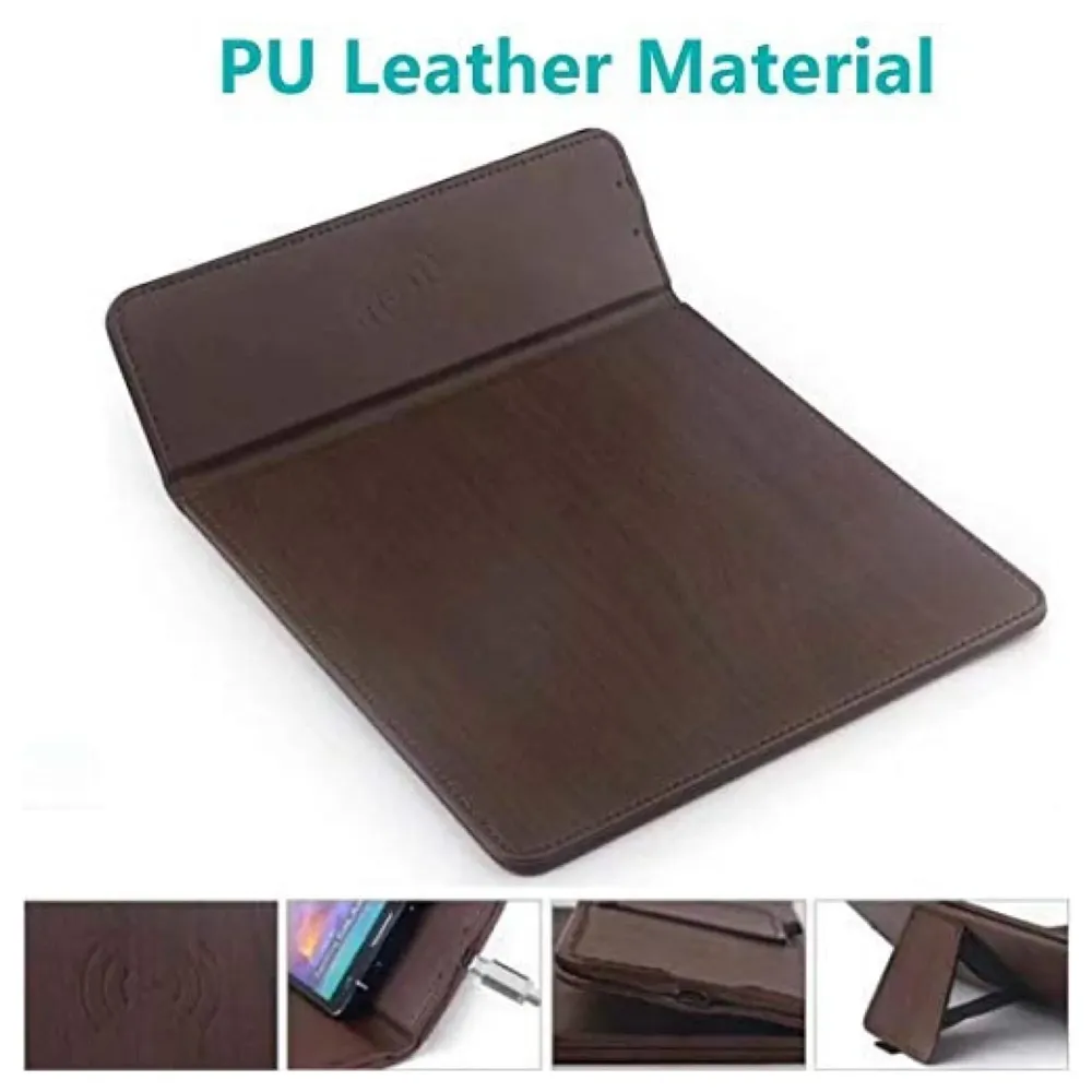 Wireless Charging Mouse Pad Station 5W for Galaxy Note Series and Standard Charge for iPhone X and 8 (Brown)