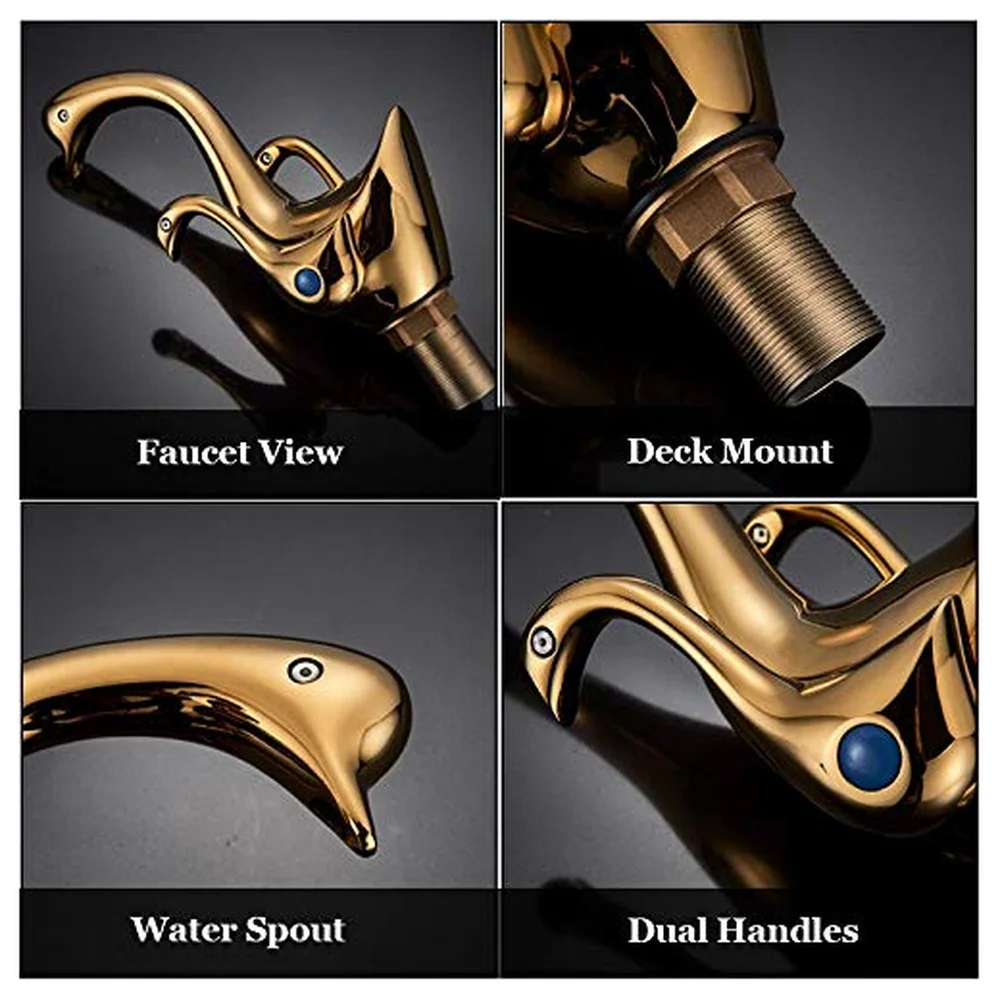 Golden Duck Heavy Basin Mixer Faucet Tap Gold Colour Hot Cold