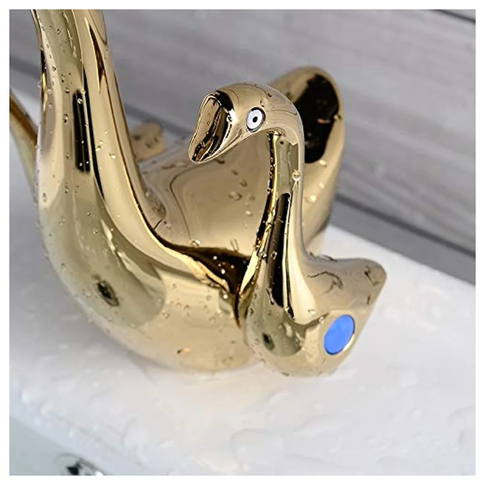 Golden Duck Heavy Basin Mixer Faucet Tap Gold Colour Hot Cold