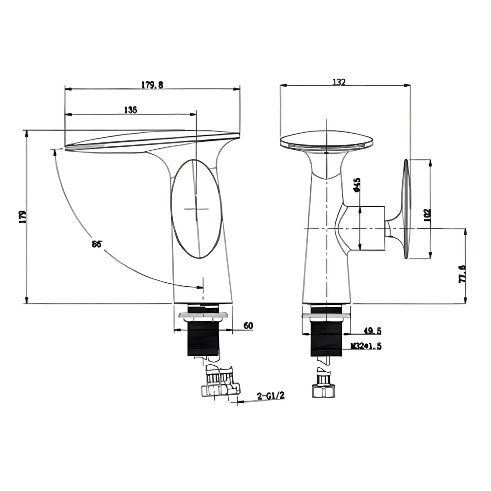 Waterfall Dark Grey Faucet Tap Mixer Hot and Cold Heavy Single Lever Basin Mixer 15.5 Cm 360 Degree Rotating Spout and Ceramic Cartridge for Bathroom Wash Basins