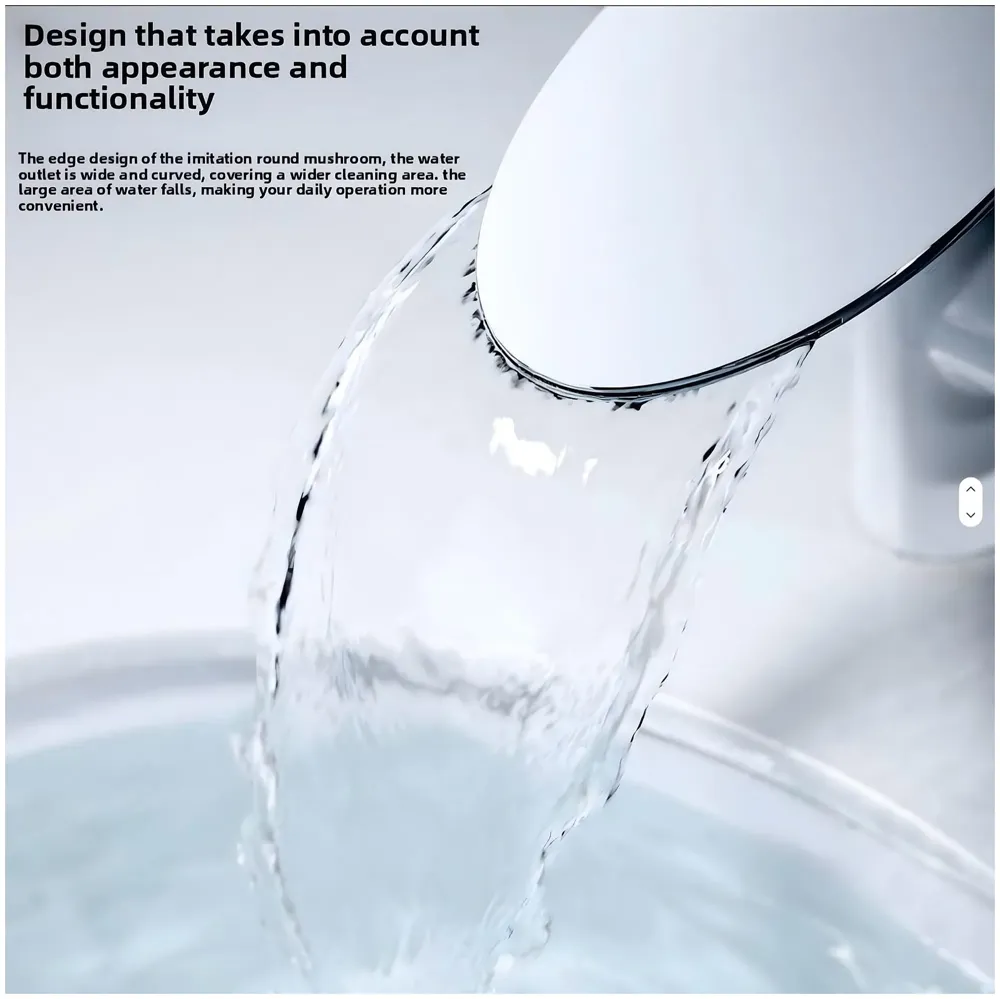 Waterfall White Gold Faucet Tap Mixer Hot and Cold Heavy Single Lever Basin Mixer 15.5 Cm 360 Degree Rotating Spout and Ceramic Cartridge for Bathroom Wash Basins